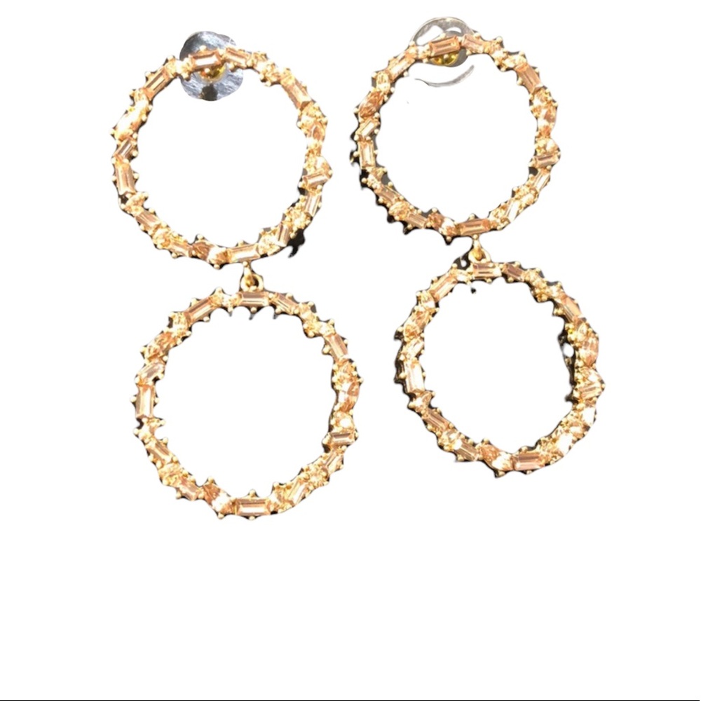 NWOT Double Circle Gold Drop Earrings